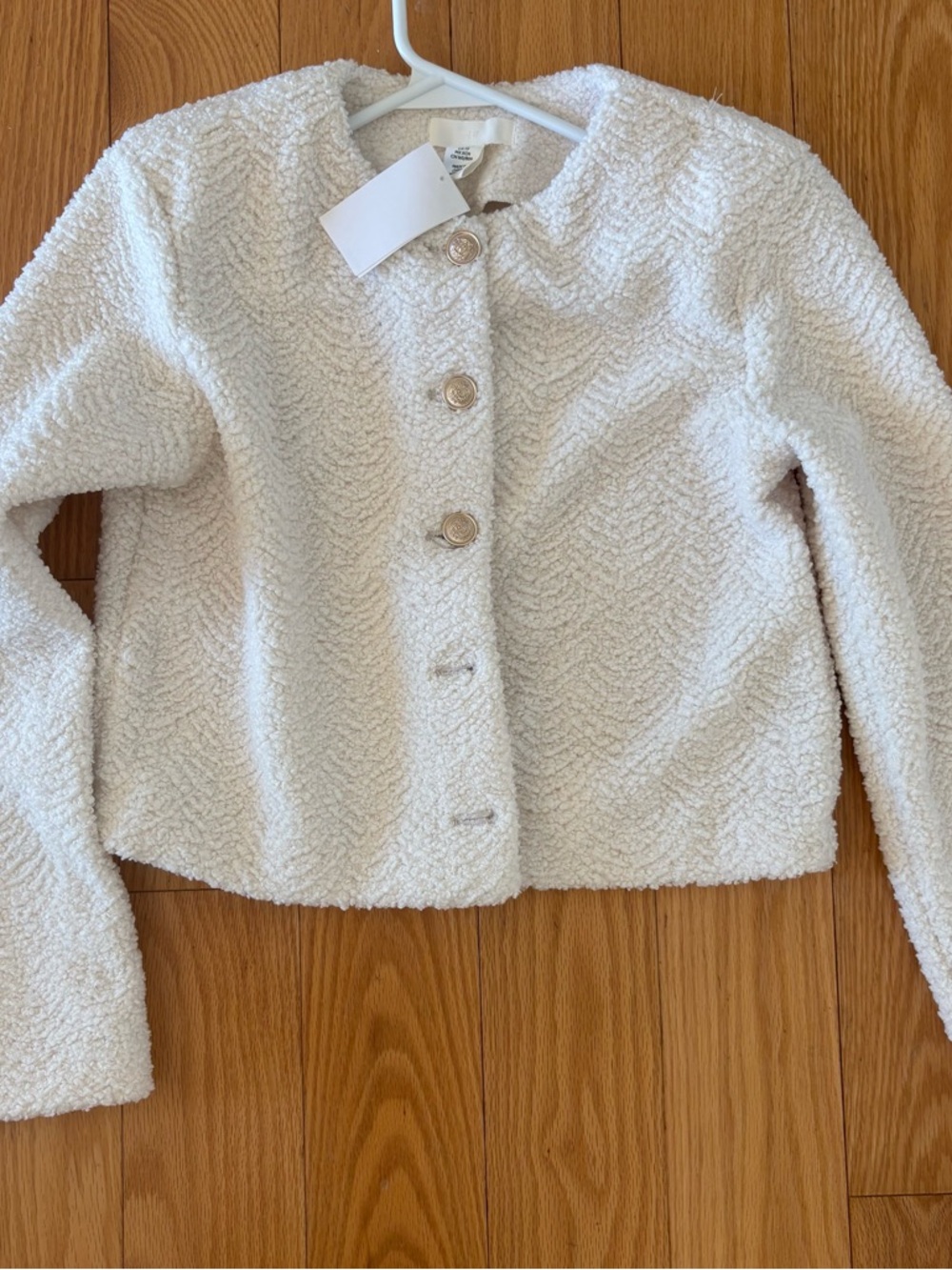 Boucle style cream Button-Up Jacket